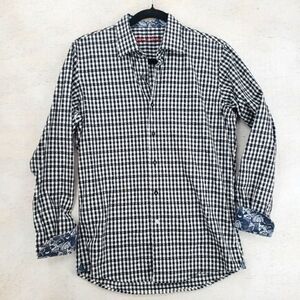 Robert Graham Women US 18-20 XL black white gingham check print card suits cuffs